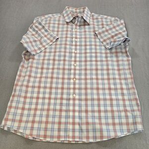 Jos. A. Bank Traveler’s Collection Plaid Short Sleeve Button-Down Shirt Size L